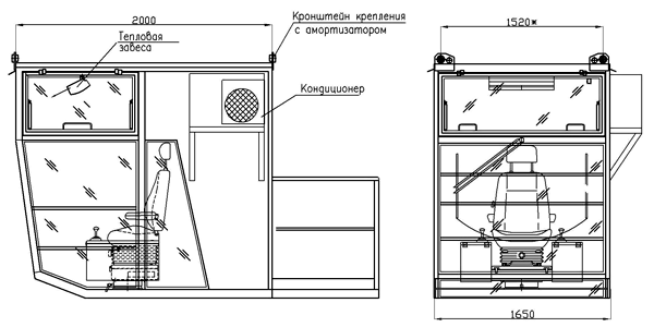 Кабина КК-1-2, для мостового и козлового крана, производство Кёниг-Комплект